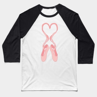 Lovely Heart Pink Ballet Slippers Baseball T-Shirt